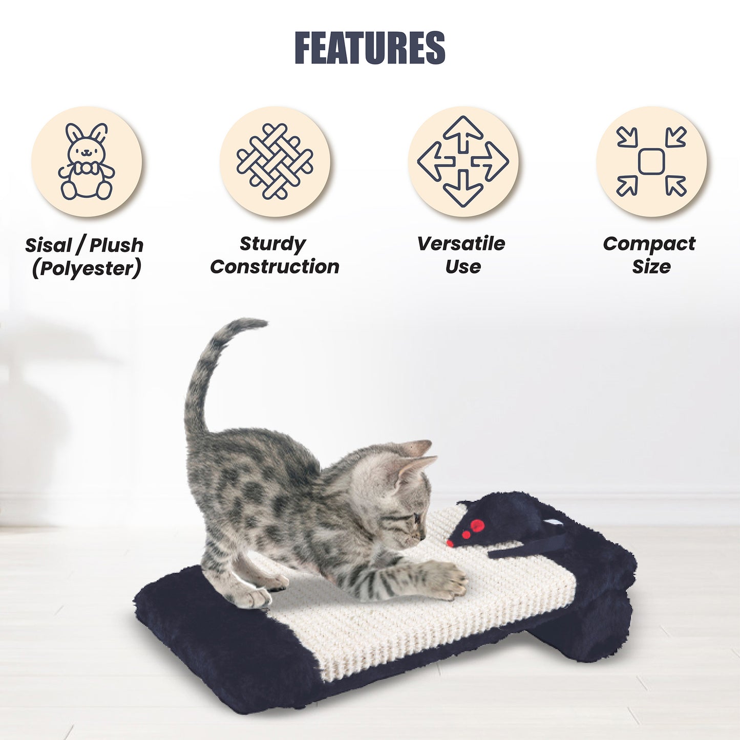 Trixie Scratching Board On A Roll With Catnip Cat Scratcher - Black - Heads Up For Tails