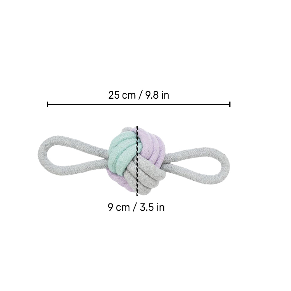 Trixie Junior Knotted Ball With Loops Rope Dog Toy - Grey - Heads Up For Tails