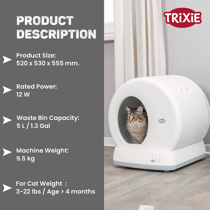 Trixie Self-Cleaning Litter Tray For Cat - White - 55.5 x 53 x 52 cm - Heads Up For Tails