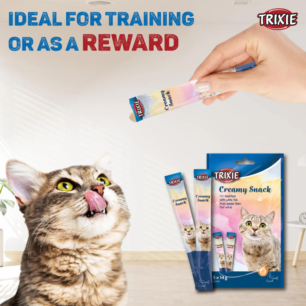 Trixie Creamy Snack White Fish Treat For Cat - 70 g - Heads Up For Tails