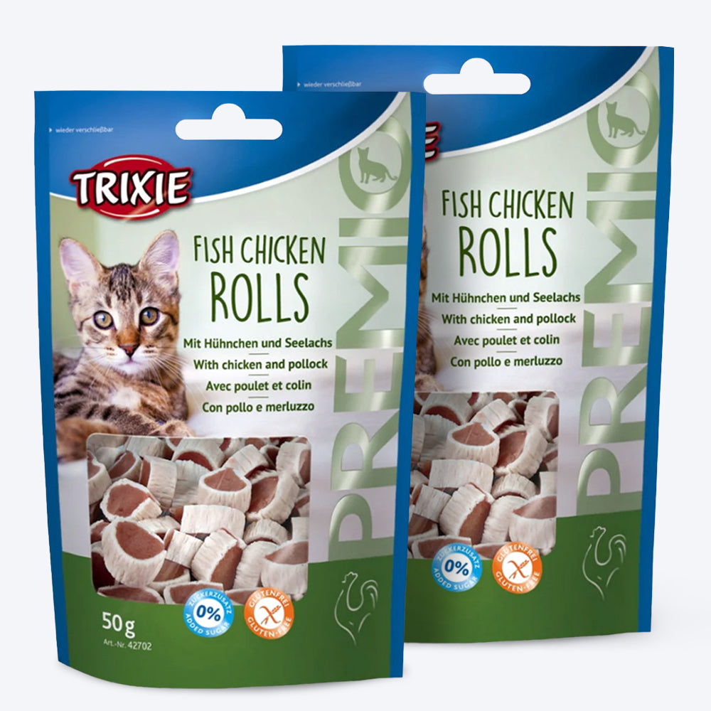 Trixie Premio Fish, Chicken Rolls Treat For Cat - 50 g - Heads Up For Tails