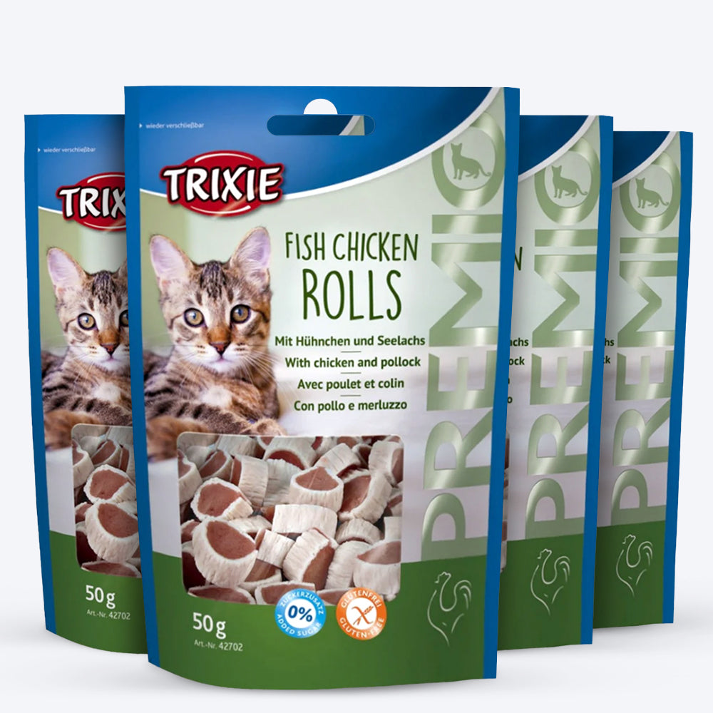 Trixie Premio Fish, Chicken Rolls Treat For Cat - 50 g - Heads Up For Tails
