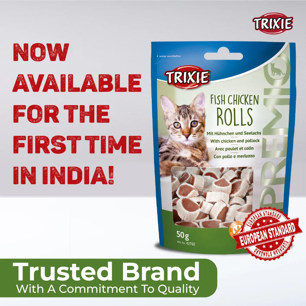 Trixie Premio Fish, Chicken Rolls Treat For Cat - 50 g - Heads Up For Tails