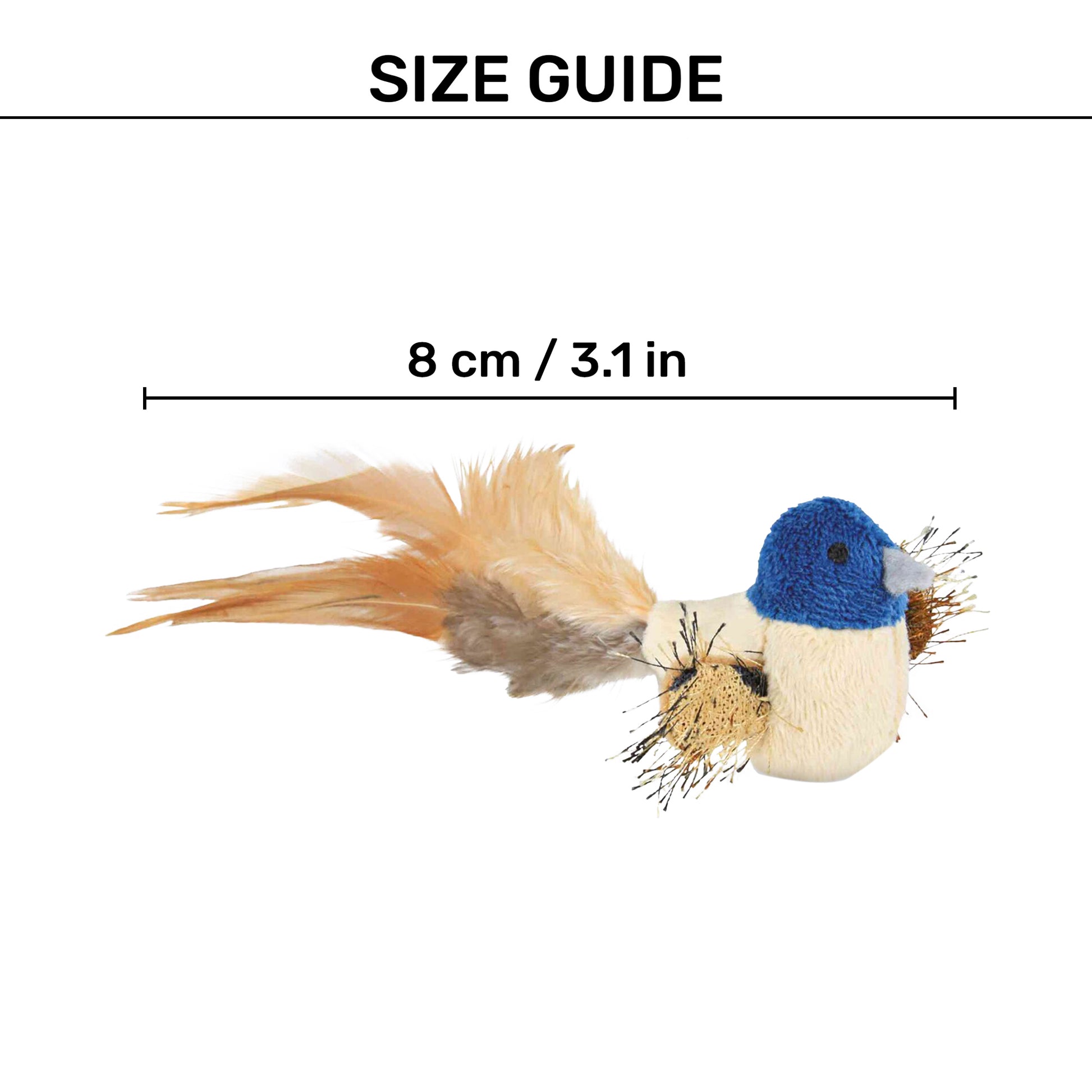 Trixie Bird With Feathers Catnip Plush Toy For Cat - 8 cm - Heads Up For Tails