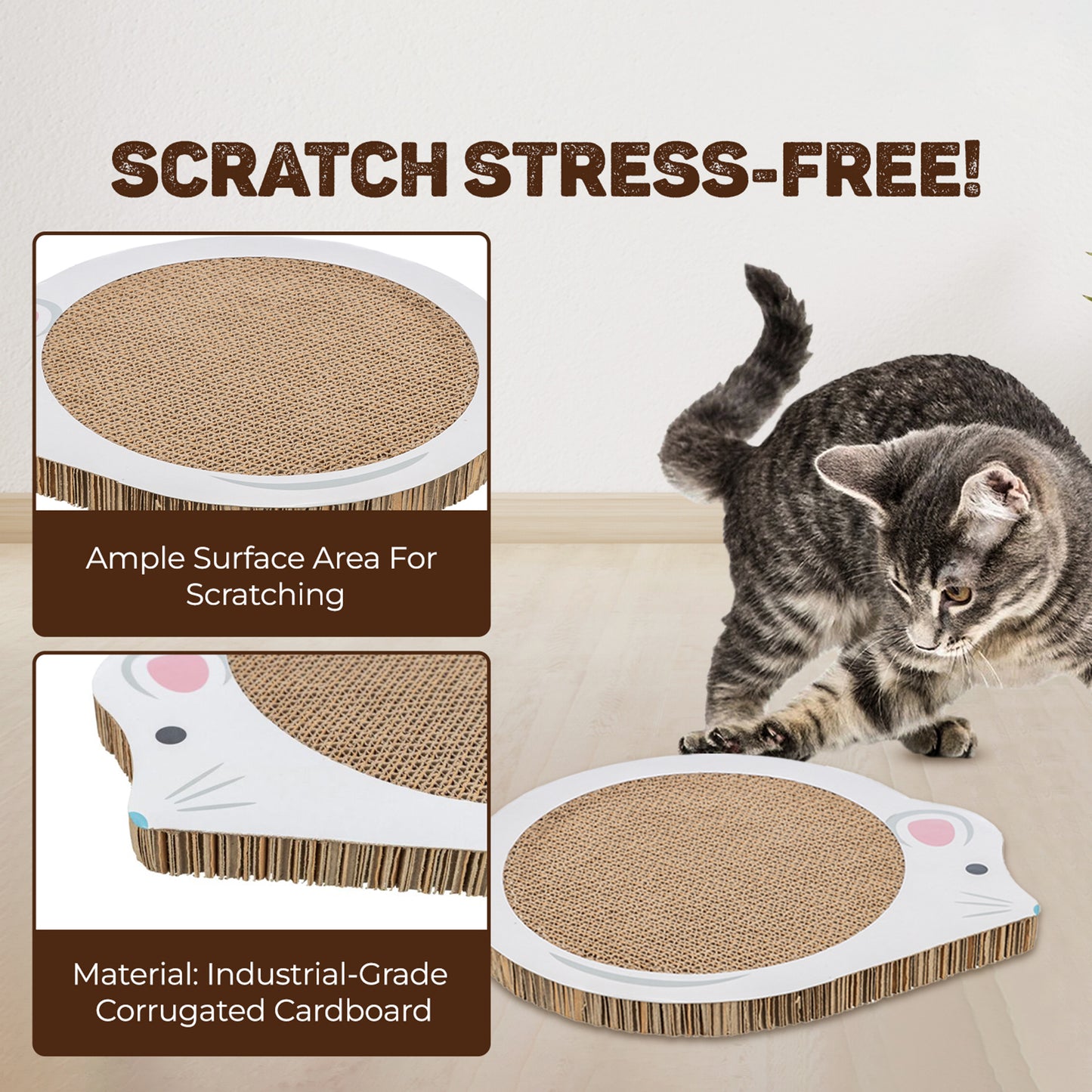 Trixie Mouse Junior Scratching Cardboard With Catnip Cat Scratcher - White - Heads Up For Tails