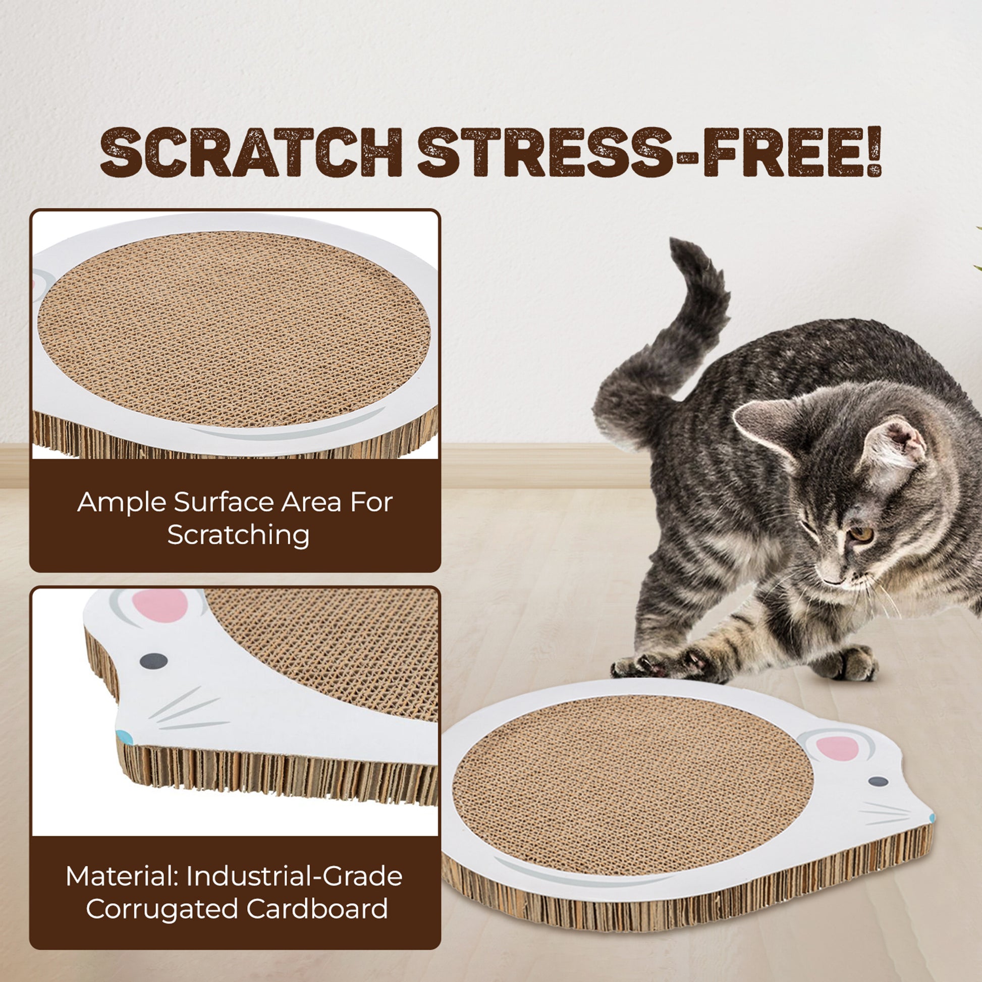 Trixie Mouse Junior Scratching Cardboard With Catnip Cat Scratcher - White - Heads Up For Tails