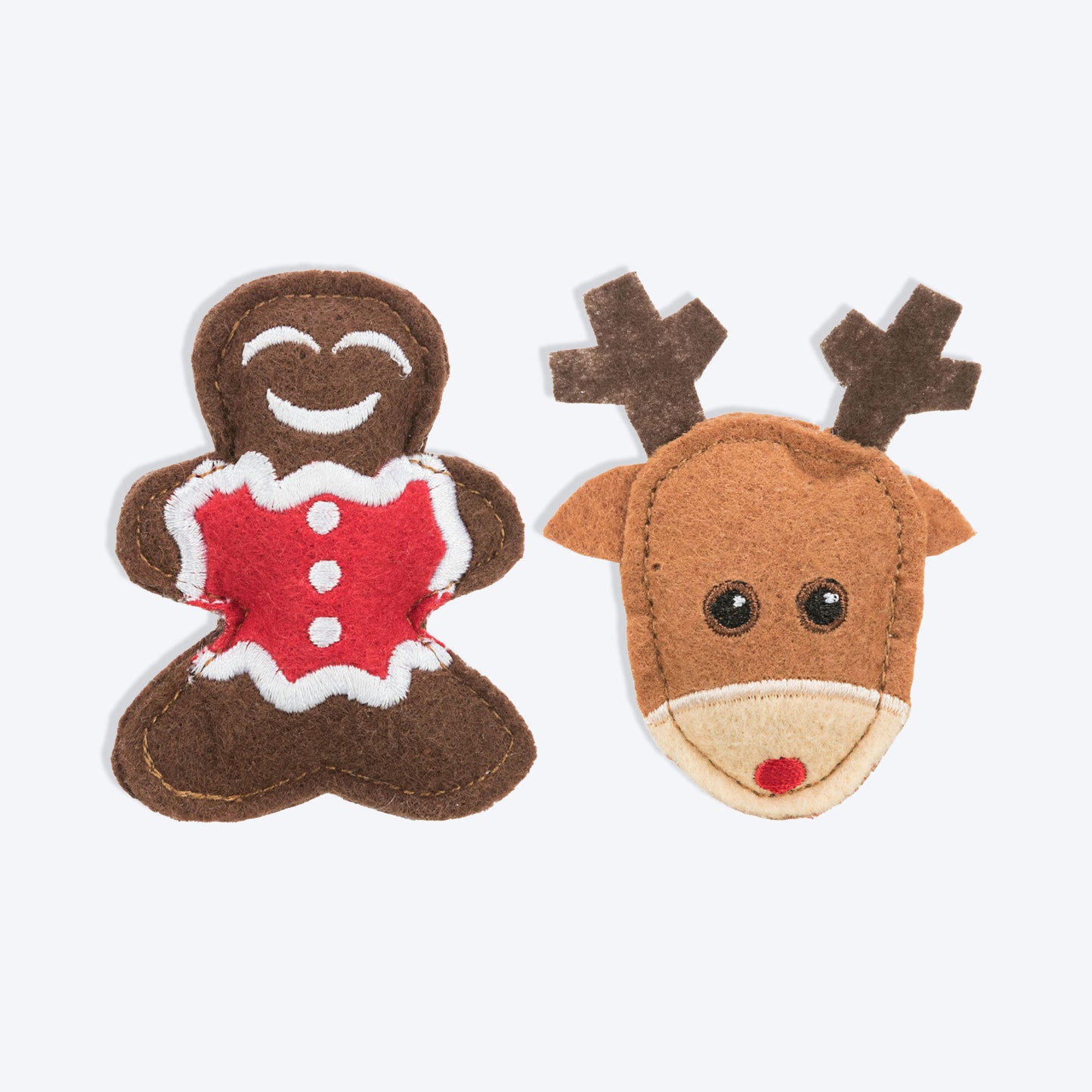 Trixie X-mas Elk & Gingerbread Figure Catnip Plush 2 Pcs Toy For Cat - 8 cm - Heads Up For Tails