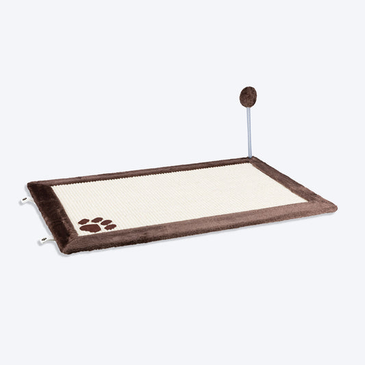 Trixie Scratching Cat Mat With Toy - Brown - Heads Up For Tails