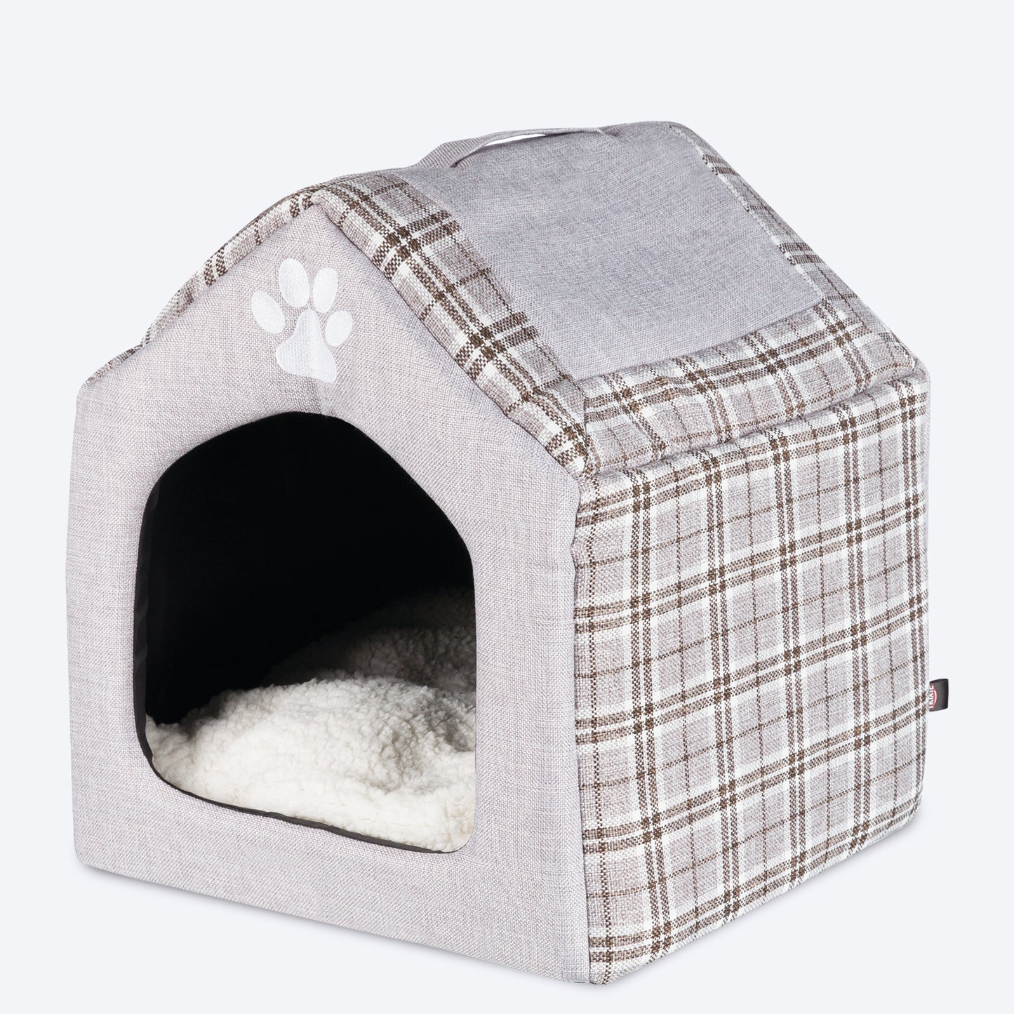 Trixie Silas Cuddly Cave Bed For Cat & Dogs - Grey/Cream (40 X 45 X 40 Cm) - Heads Up For Tails