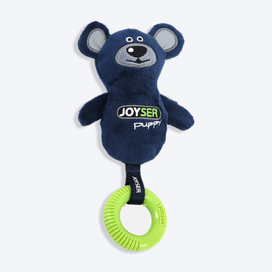 JOYSER Bear With Ring Squeaker Chew Toy For Puppy - Green & Blue - S/M - Heads Up For Tails