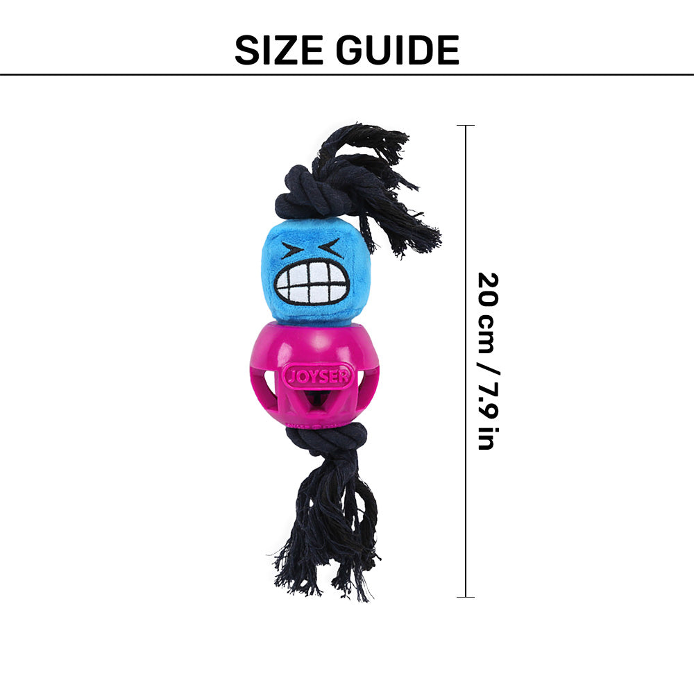 JOYSER Cageball With Plush Funhead Chew Toy For Dog - Blue & Pink - Heads Up For Tails