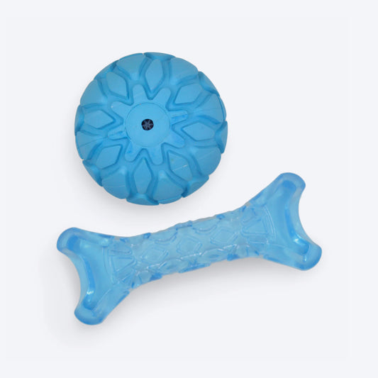 JOYSER Bone With Ball Chew Toy For Puppy - Blue - S - Heads Up For Tails