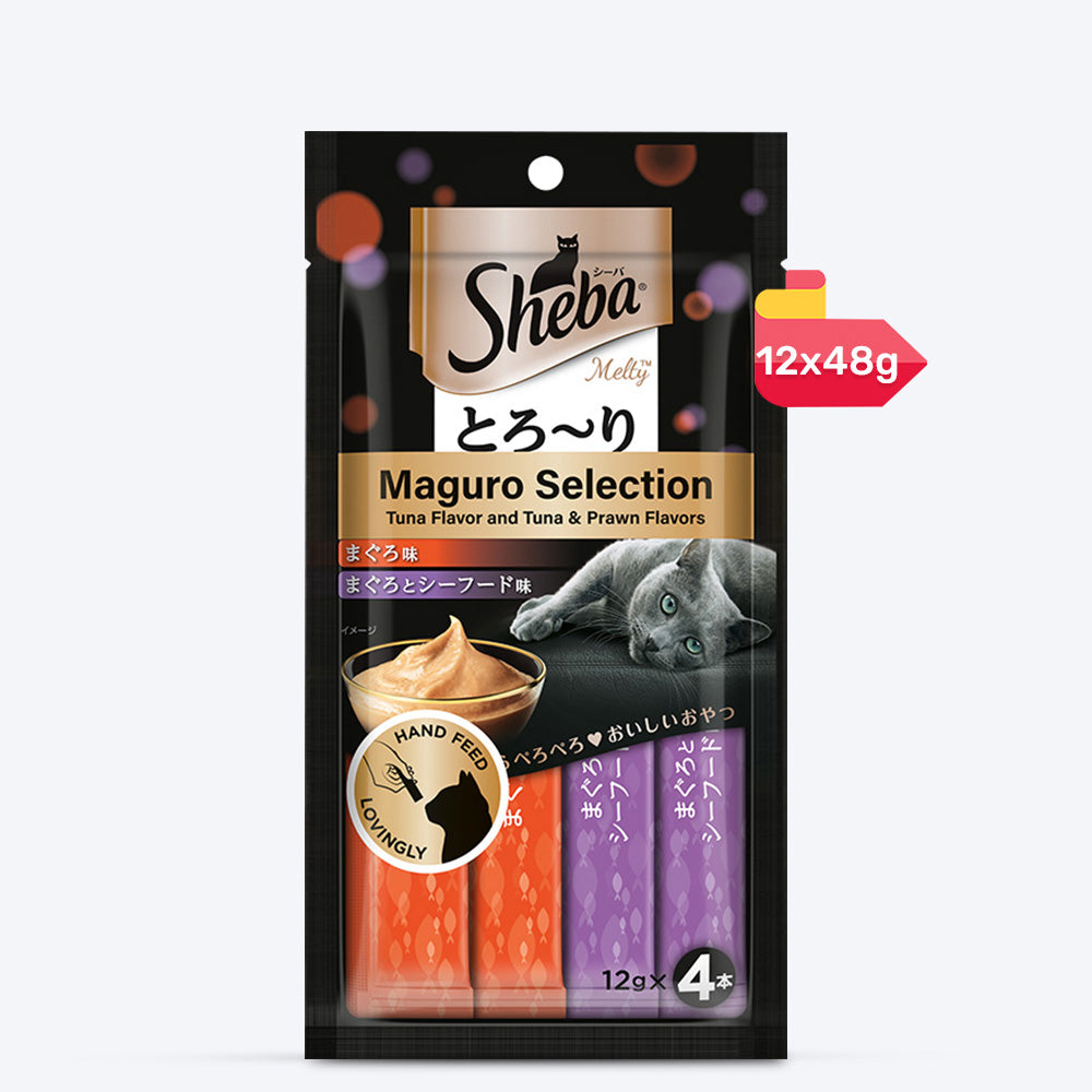 Sheba Melty Maguro Tuna & Seafood Flavour Cat Treat - 48 gm Packs - Heads Up For Tails