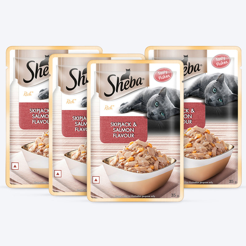Sheba Skip Jack & Salmon Adult Wet Cat Food - 35 gm Packs - Heads Up For Tails