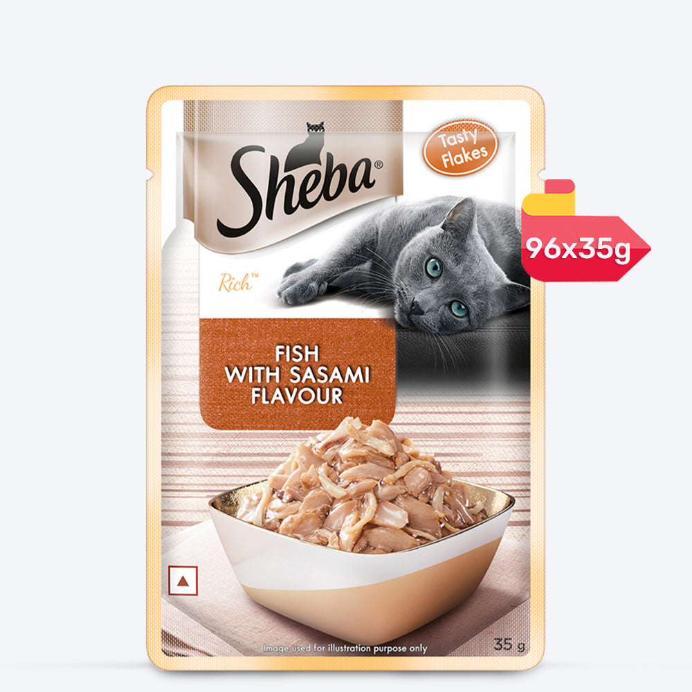 Sheba Fish with Sasami Adult Wet Cat Food - 35 gm Packs - Heads Up For Tails