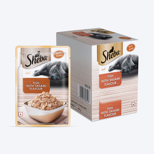 Sheba Premium Fish Sasami In Gravy Wet Cat Food - (12 x 35gm) - Heads Up For Tails