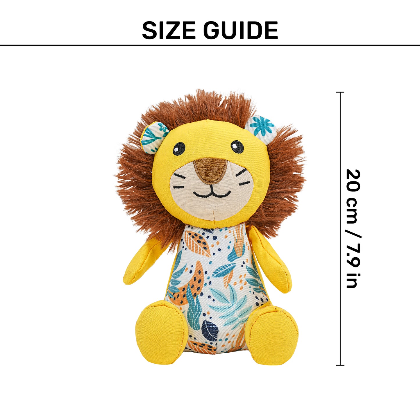 HUFT Lionel The Lion Squeaky Toy For Puppies - Yellow - Heads Up For Tails