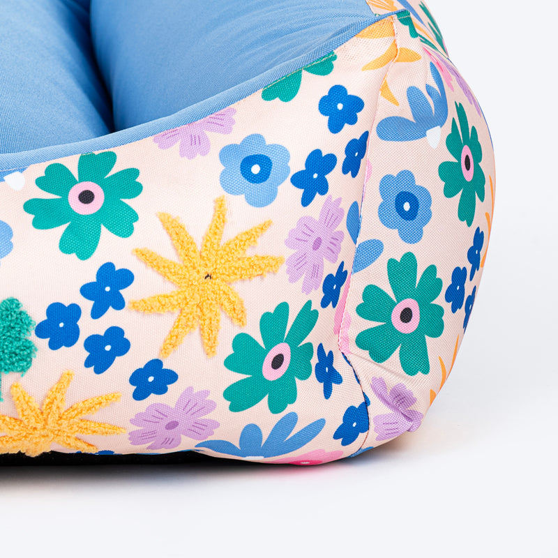 HUFT Bloomscape Lounger Bed For Dog - Blue - Heads Up For Tails