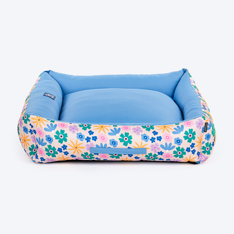 HUFT Bloomscape Lounger Bed For Dog - Blue - Heads Up For Tails
