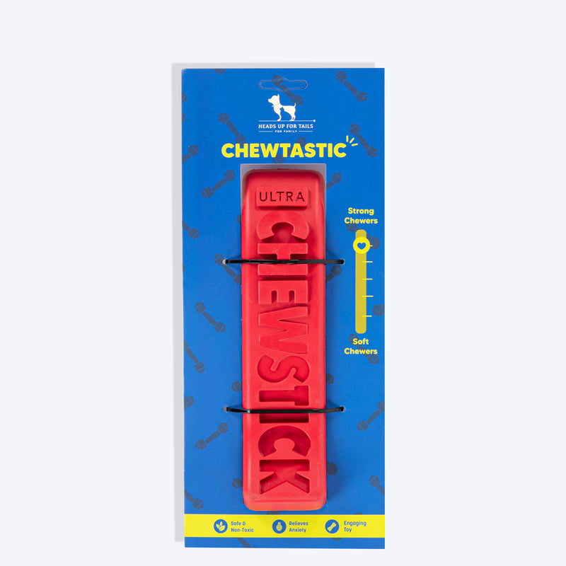 HUFT Chewtastic Chomp ’n’ Twist Chew Stick Toy For Dog - Red - Heads Up For Tails