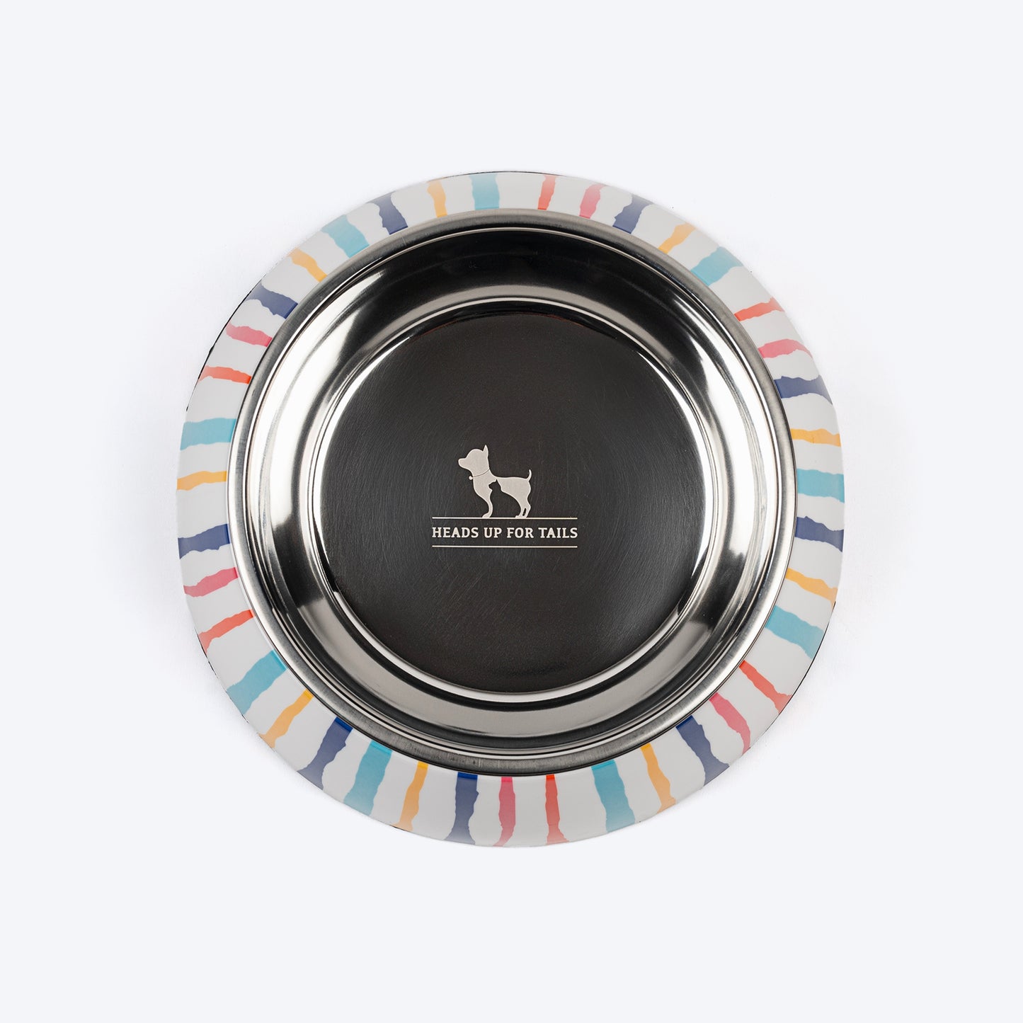 HUFT Splash And Stripes Printed Melamine Bowl With Steel Insert For Dog - Multicolor - Heads Up For Tails