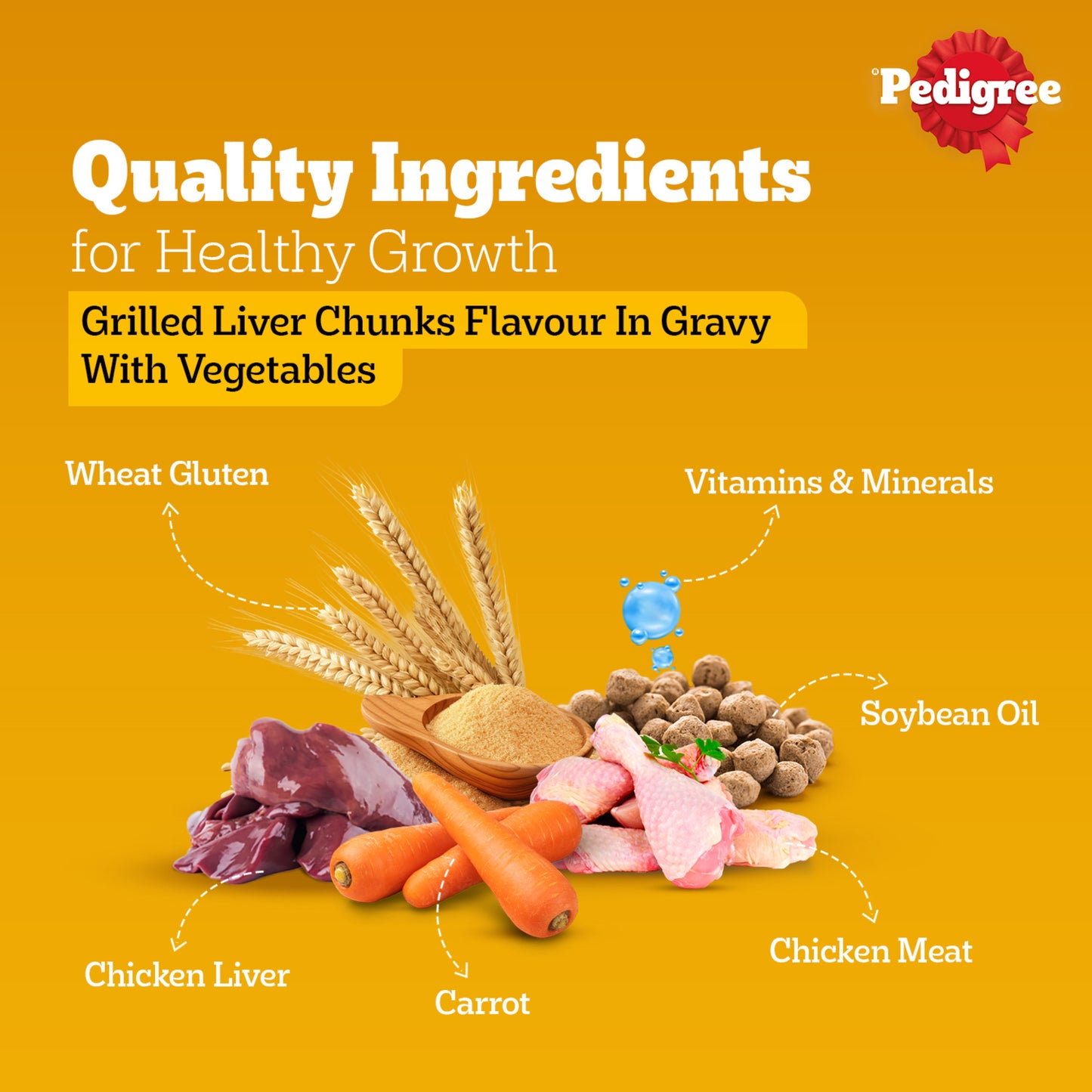 Pedigree Chicken & Liver Chunks in Gravy with Vegetables Wet Puppy Food - 70Gm Packs - Heads Up For Tails