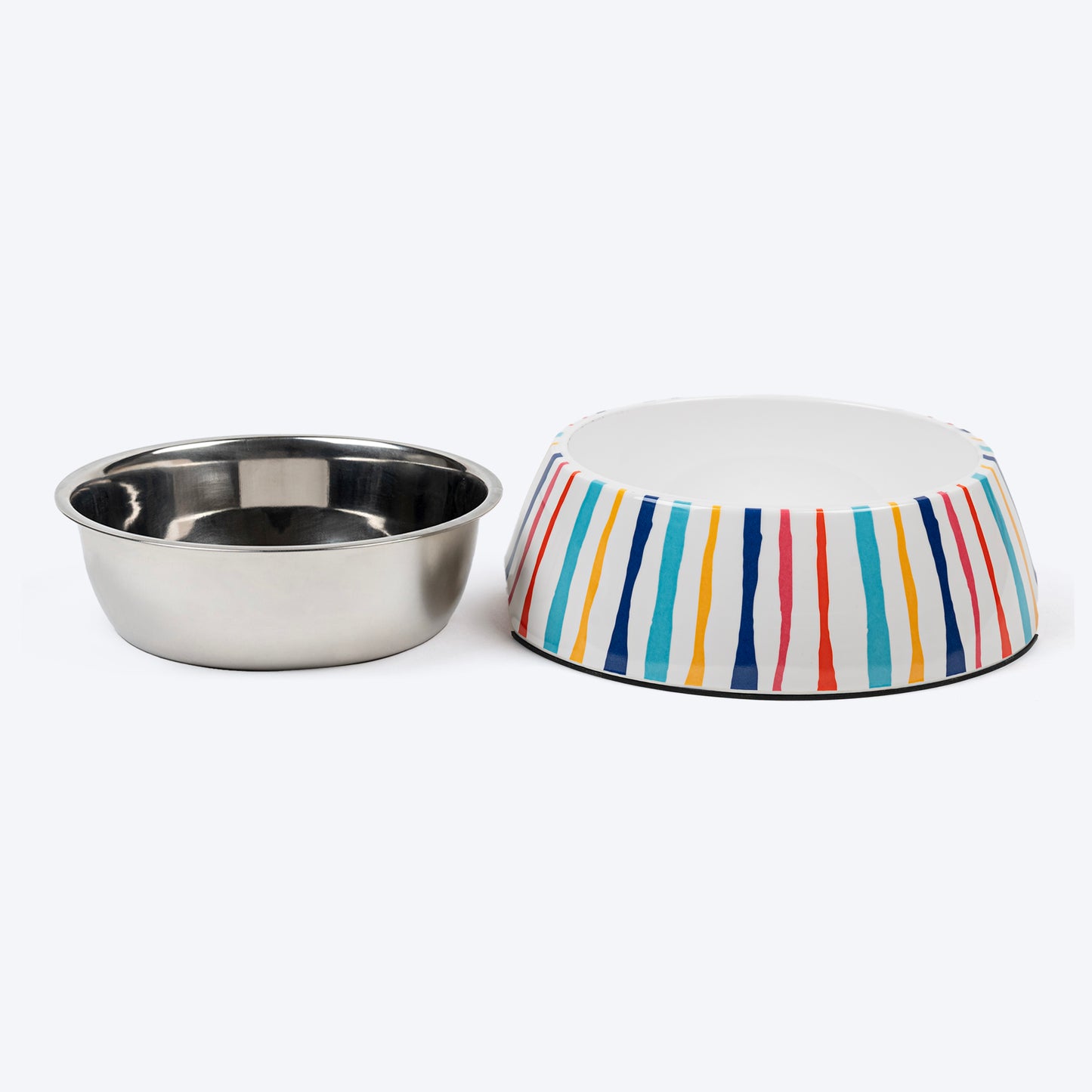 HUFT Splash And Stripes Printed Melamine Bowl With Steel Insert For Dog - Multicolor - Heads Up For Tails