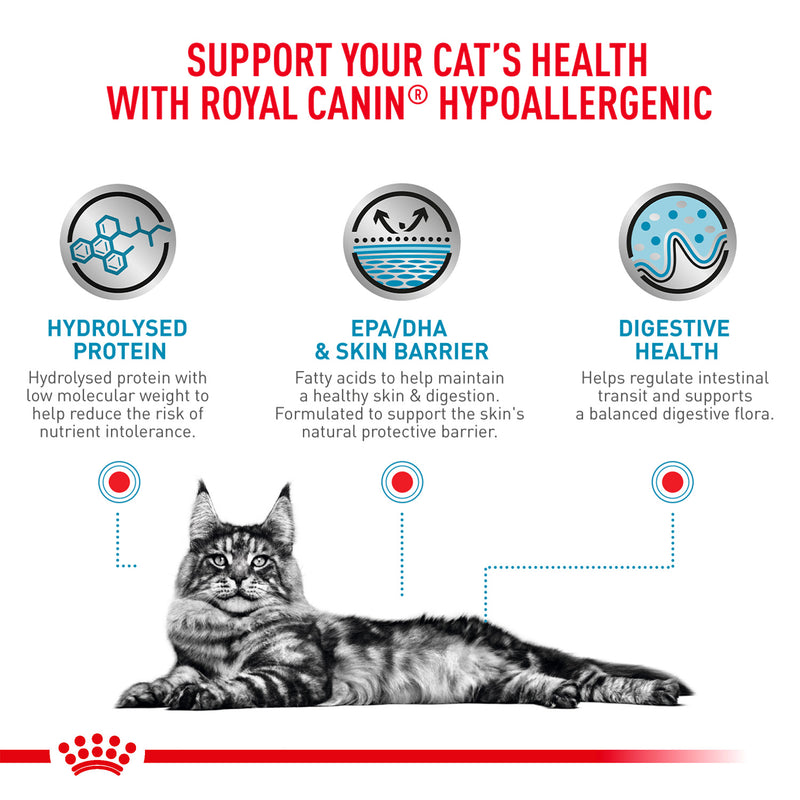 Royal Canin Veterinary Hypoallergenic Dry Food For Cat - 2.5 kg - Heads Up For Tails