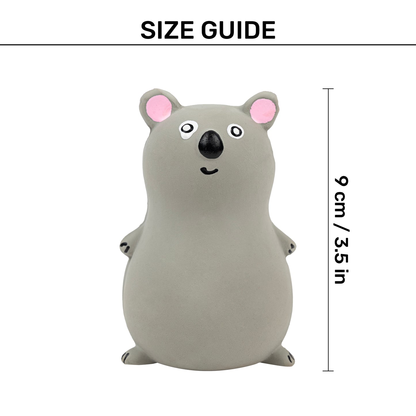 TLC Rubber Koala Squeaky Chew Toy For Dog - Grey - Heads Up For Tails