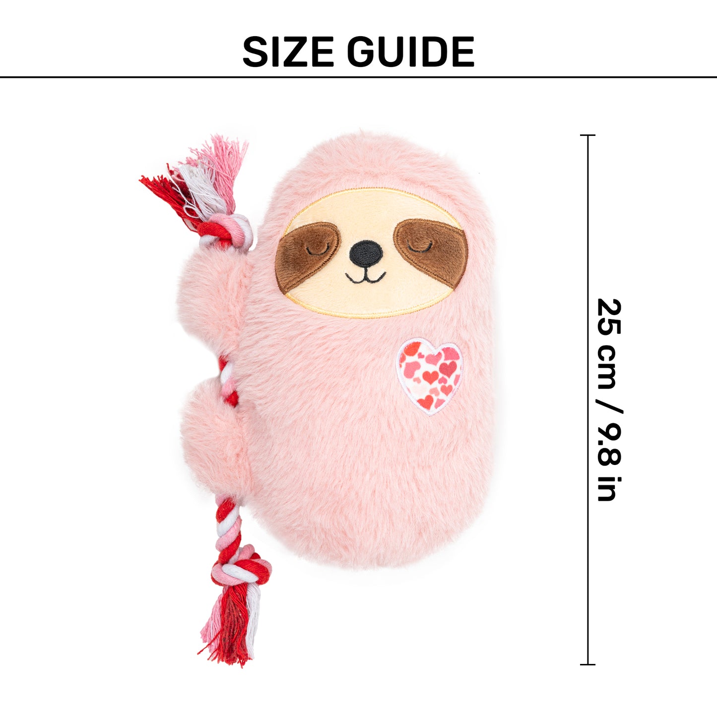 HUFT Lazy Lovebug Squeaky Plush Toy For Dog - Baby Pink - Heads Up For Tails