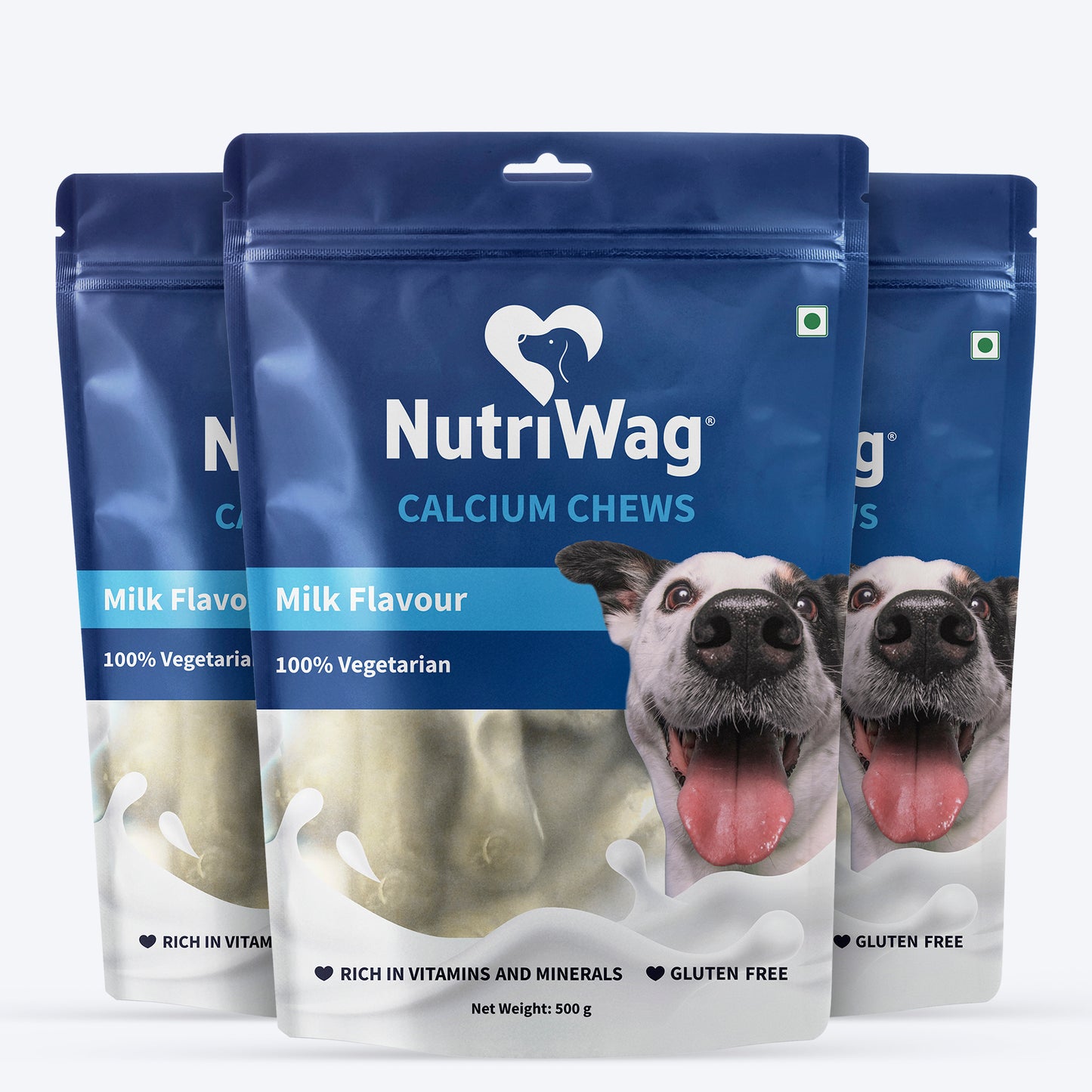 NutriWag Milk Calcium Chew Bones Treats For Dog - Heads Up For Tails