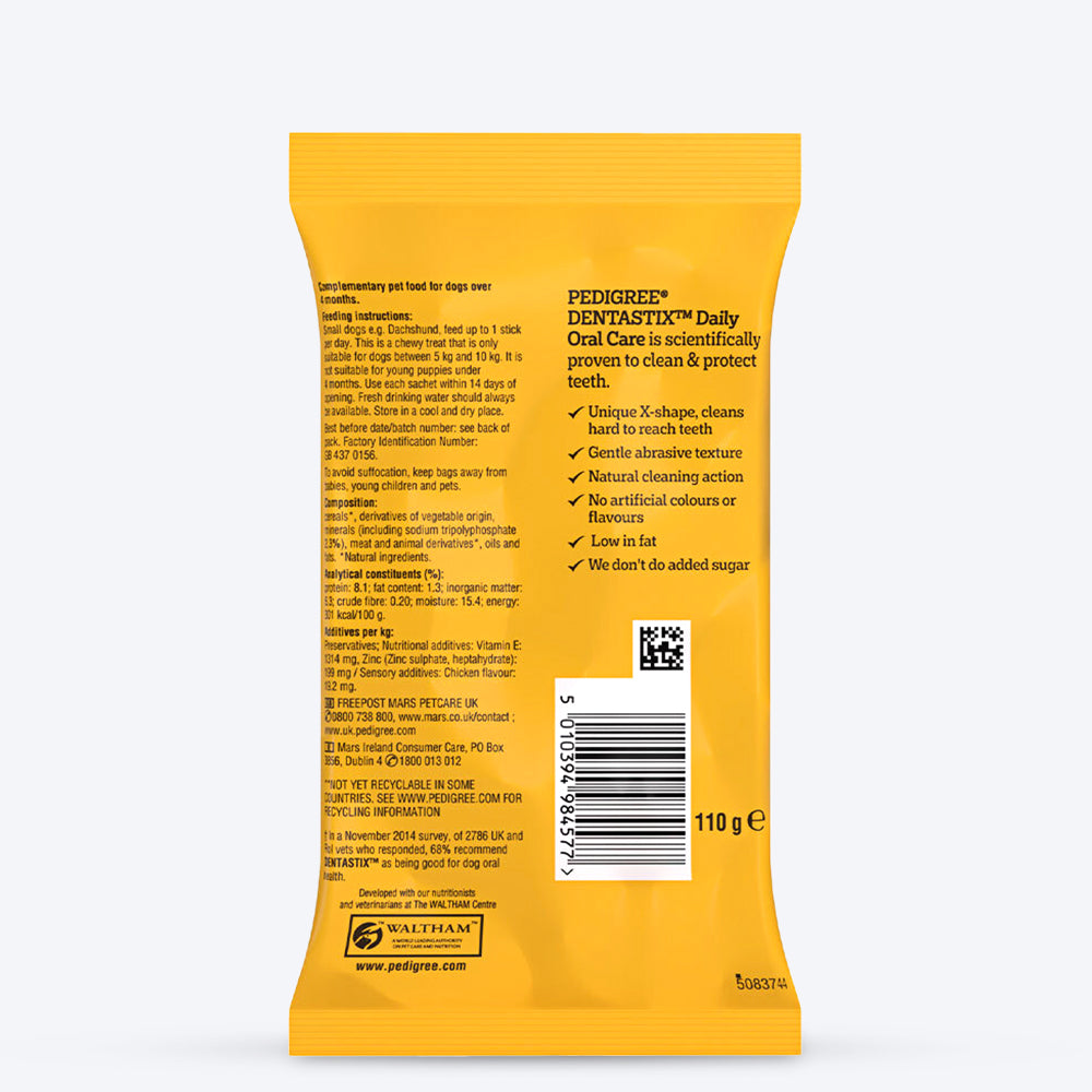 Pedigree Dentastix Dog Treat Weekly Pack For Small Breed - 110 g - Heads Up For Tails