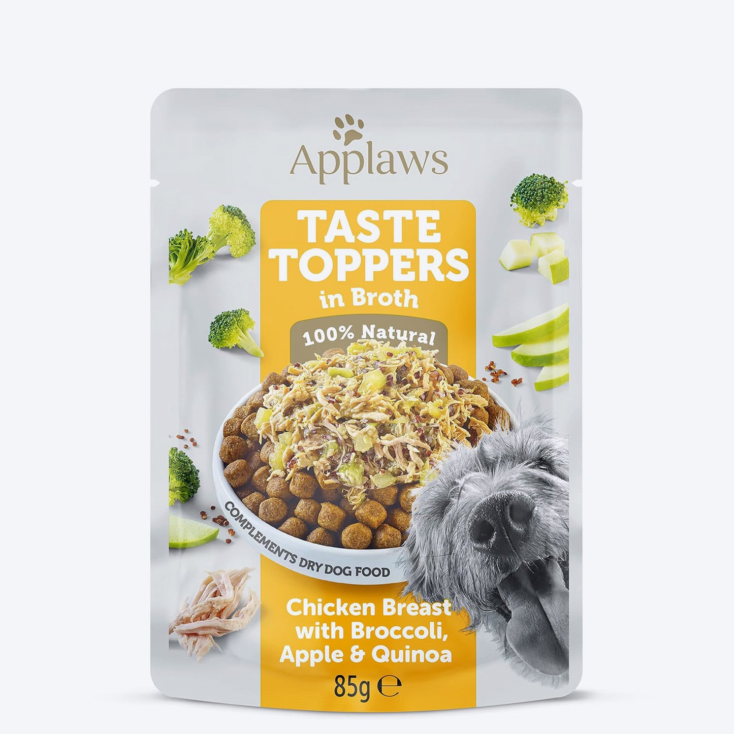 Applaws Taste Toppers Chicken Breast With Broccoli, Apple & Quinoa In Broth Wet Food For Dog - 85 gm - Heads Up For Tails