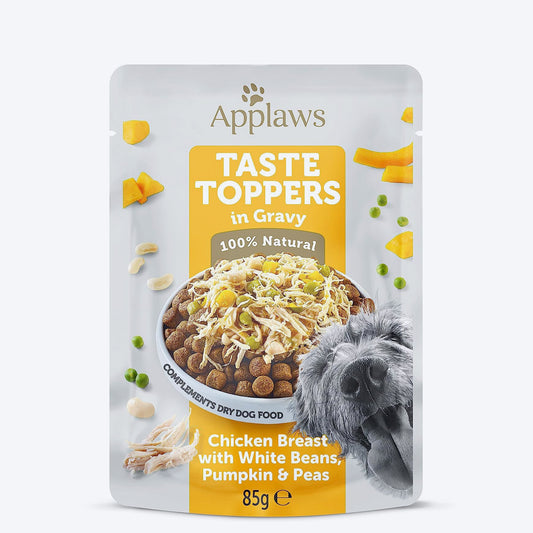 Applaws Taste Toppers Chicken Breast With White Beans, Pumpkin & Peas In Gravy Wet Food For Dog - 85 gm - Heads Up For Tails