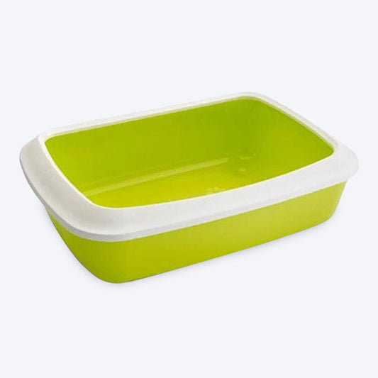 Savic IRIZ Cat Litter Tray with Rim - Lemon Green - 17 x 12 x 5 inches - Heads Up For Tails