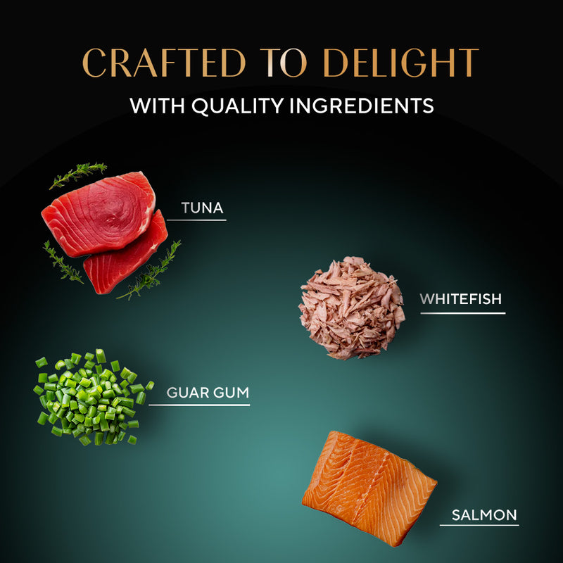 Sheba Deluxe Premium (1+ Years) Tuna Flakes & Salmon In Gravy Adult Cat Wet Food - 85 gm - Pack