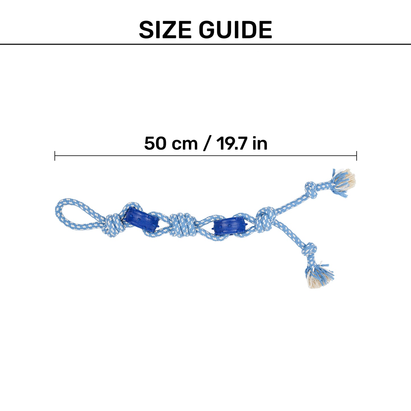 Dash Dog Tugger Trail Rope Toy For Dog - Blue & White - Heads Up For Tails