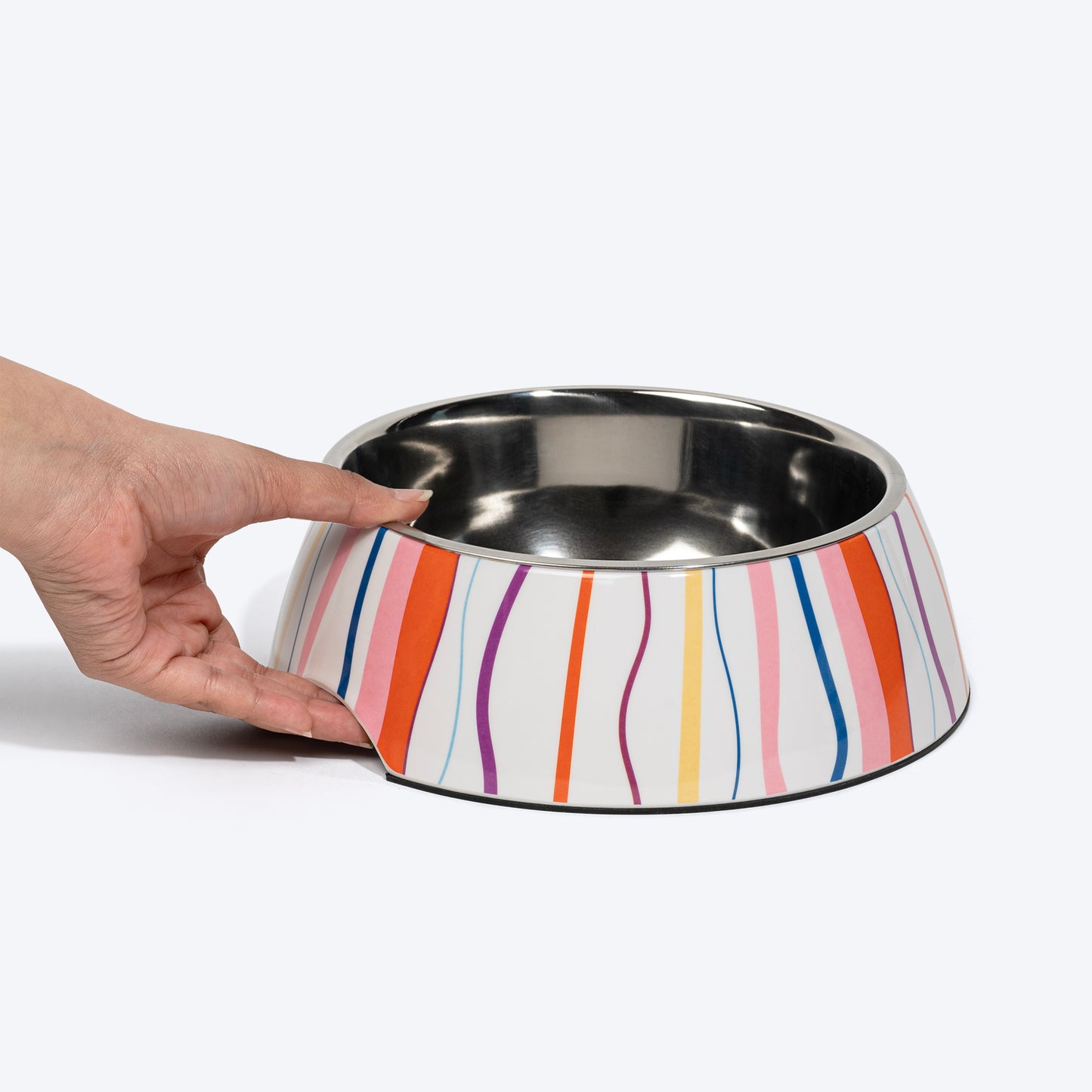 HUFT Tidal Trails Printed Melamine Bowl With Steel Inserts For Dog - Multicolor - Heads Up For Tails