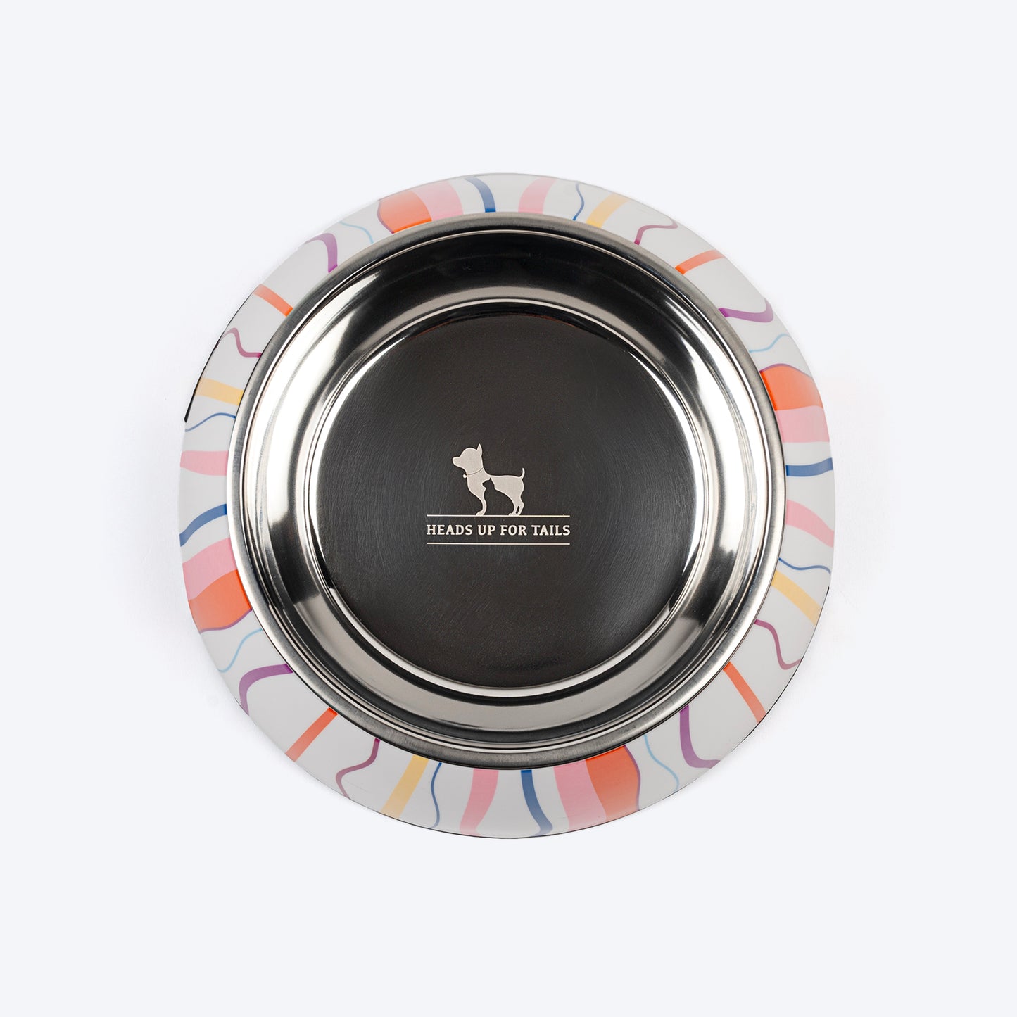 HUFT Tidal Trails Printed Melamine Bowl With Steel Inserts For Dog - Multicolor - Heads Up For Tails
