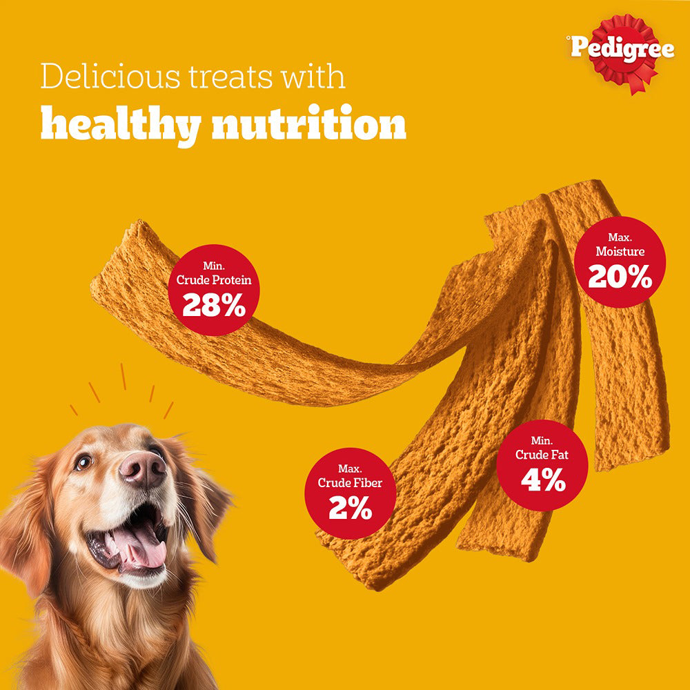 Pedigree Tasty Jerky Chicken Flavour Treat For Adult Dog - 70 g - Heads Up For Tails