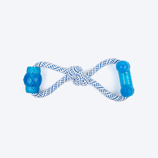 TLC Bone & Candy Rope Toy For Dog - Navy & White - Heads Up For Tails