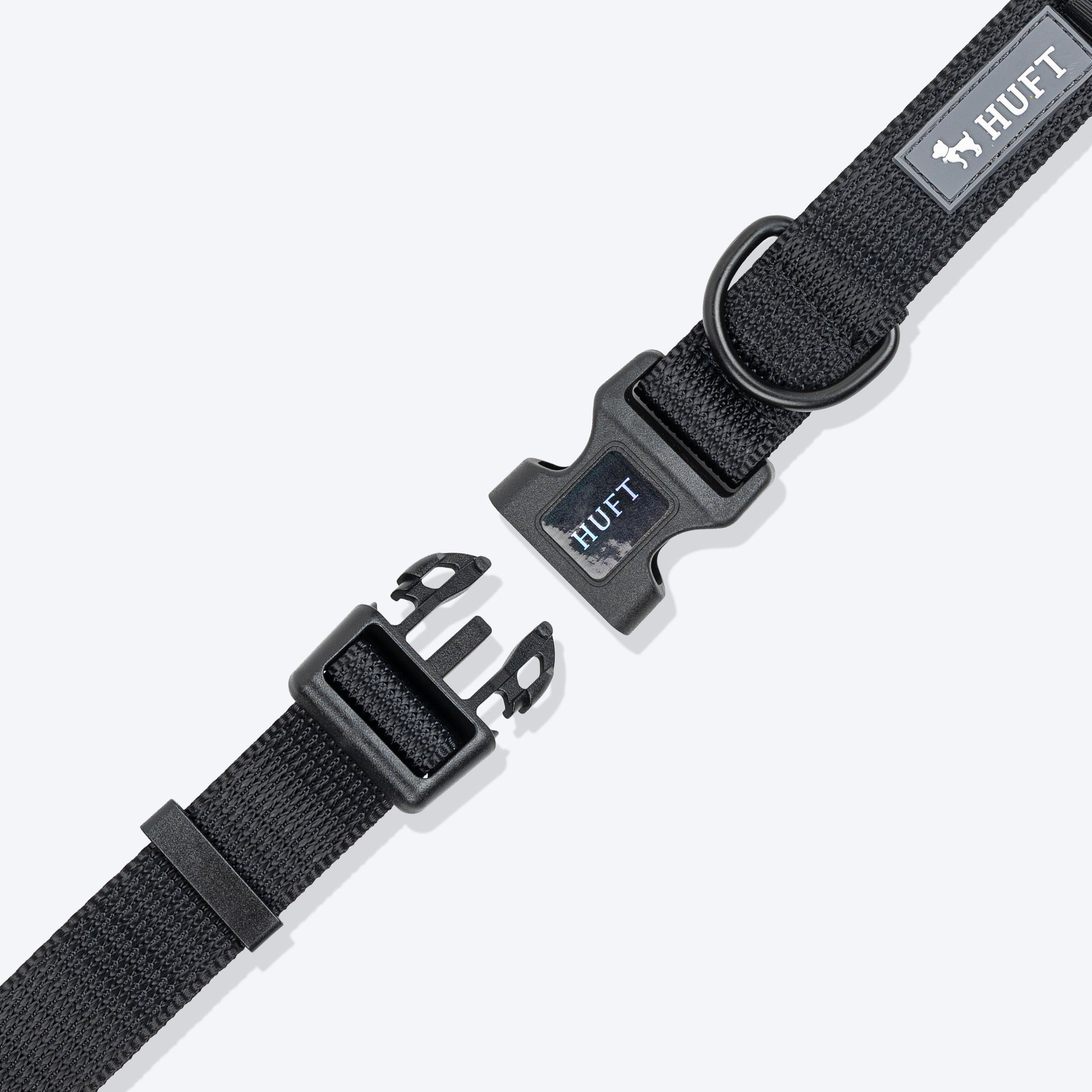 HUFT Classic Personalised (Mobile No.) Dog Collar - Coal Black - Heads Up For Tails