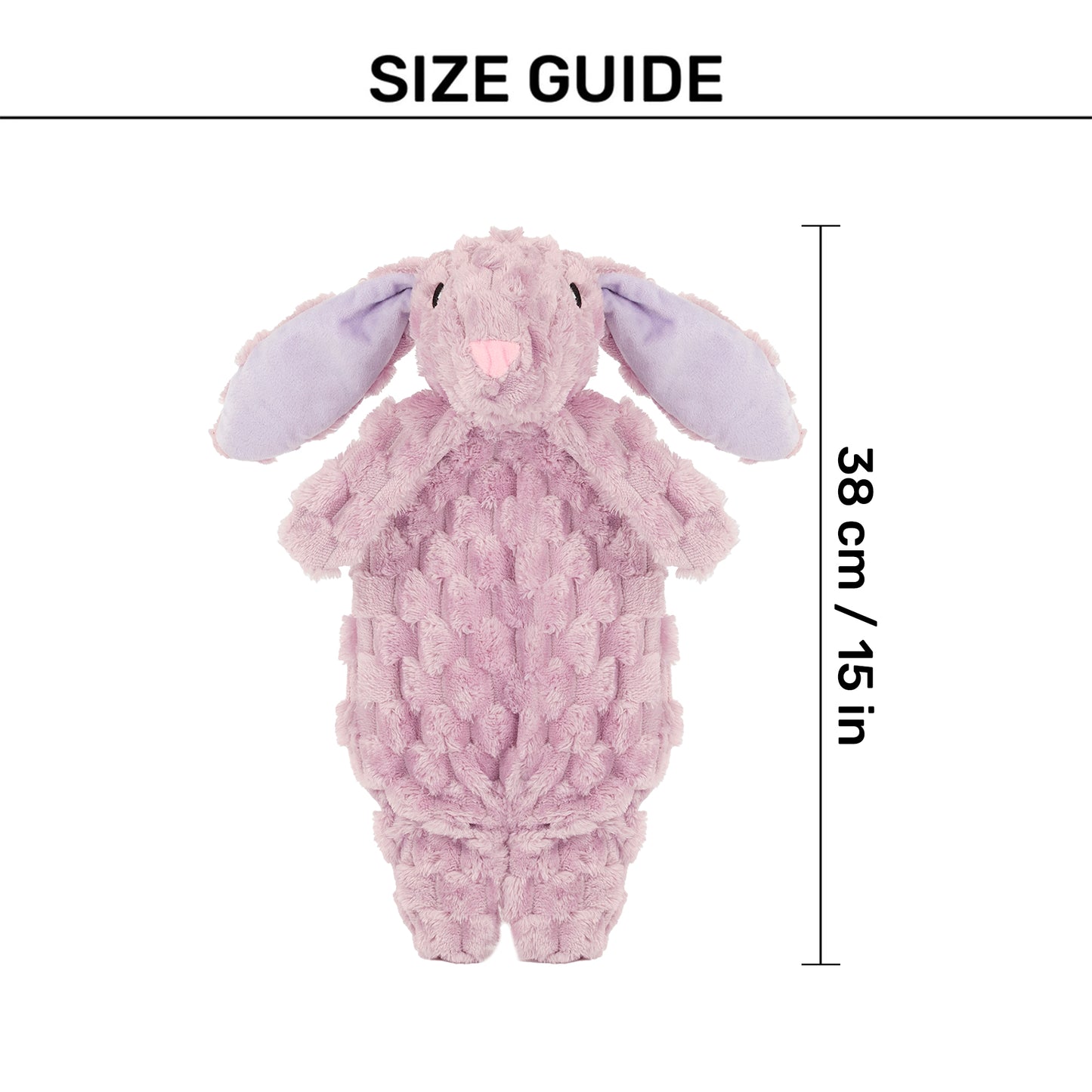HUFT Crinkly Bunny Plush Toy For Dog - Light Pink - Heads Up For Tails