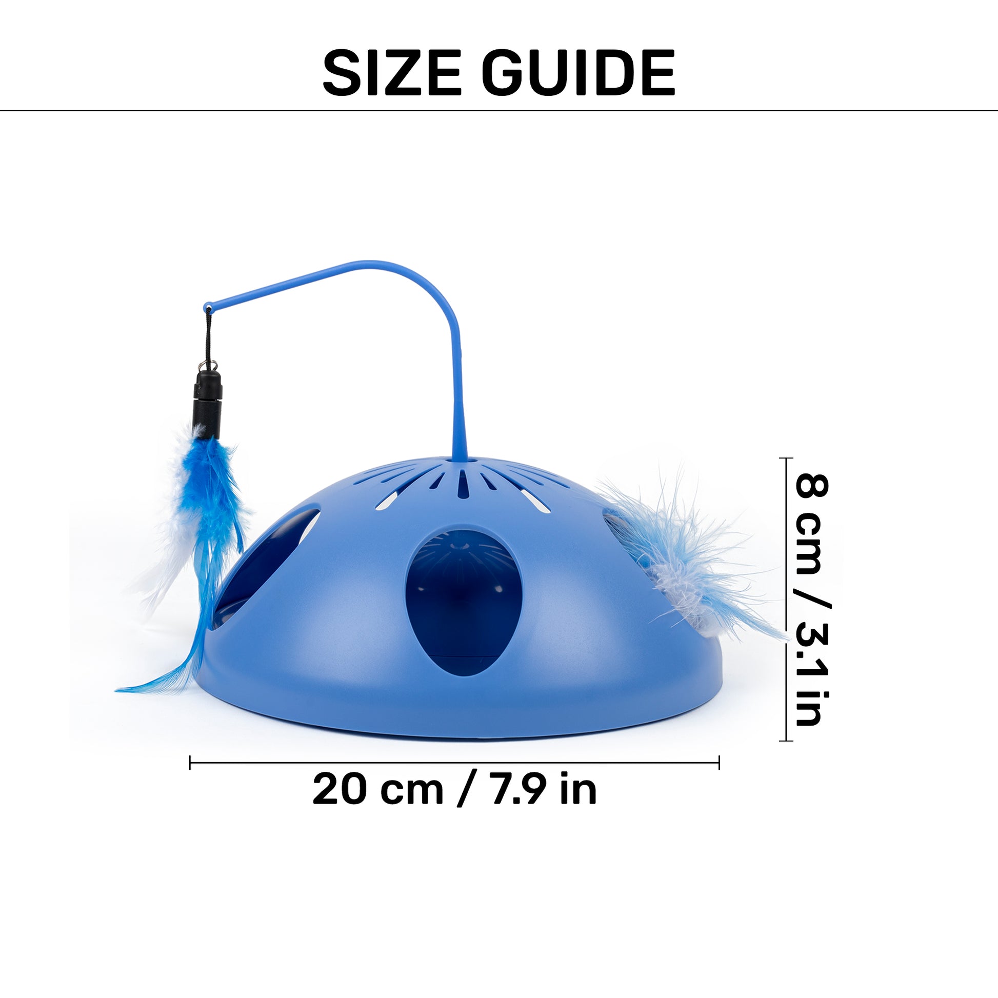 HUFT Mystery Dome Feather Interactive Toy For Cat - Blue - Heads Up For Tails
