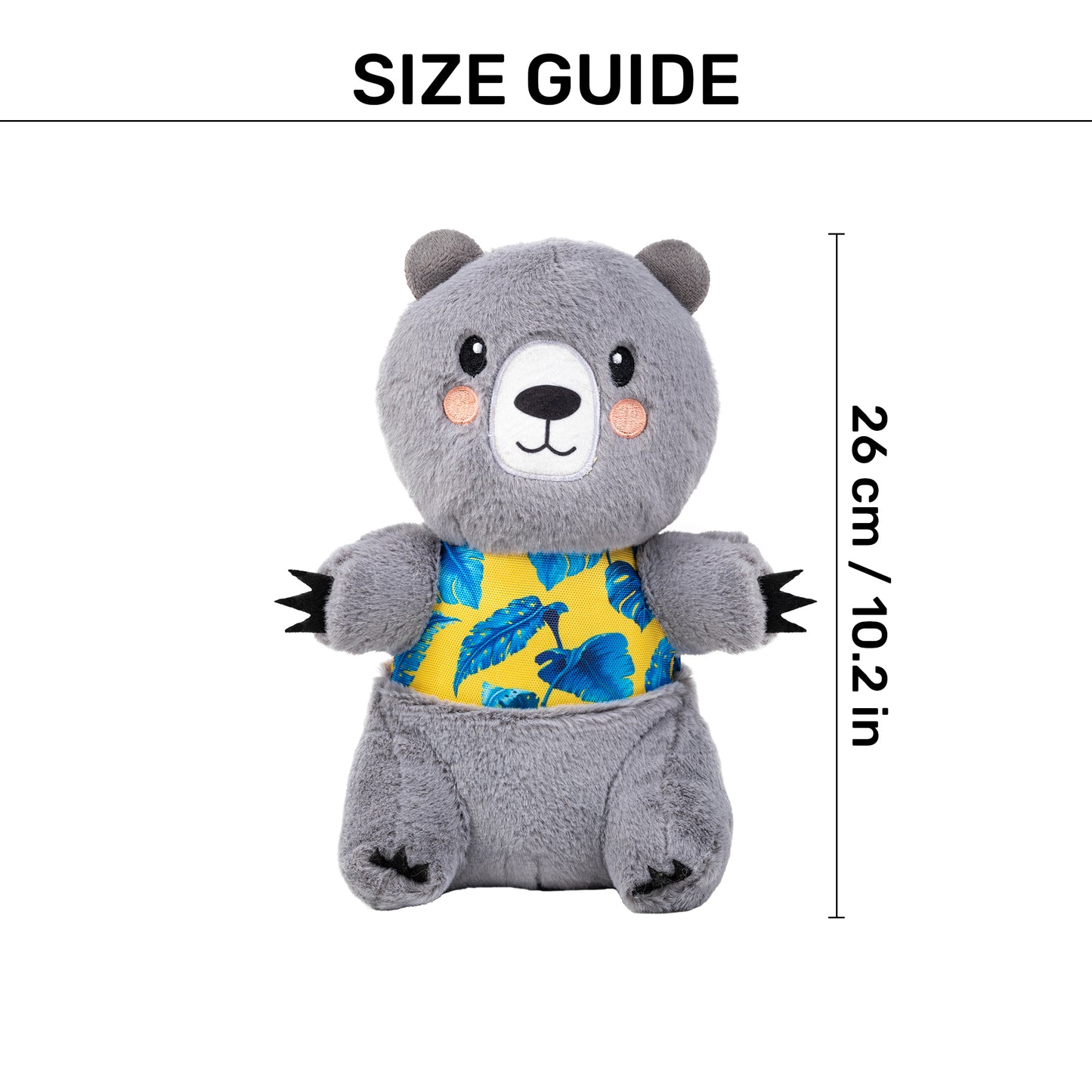 HUFT Sir Hug-A-Lot Plush Toy For Dog - Grey - Heads Up For Tails