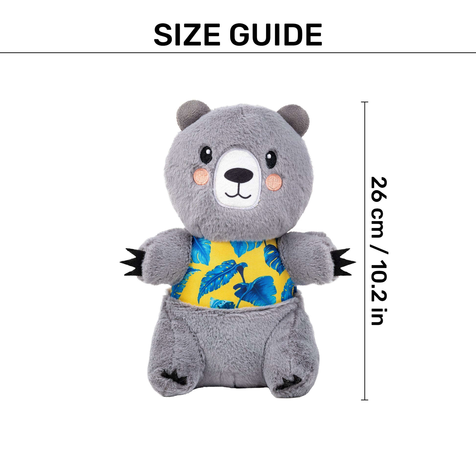 HUFT Sir Hug-A-Lot Plush Toy For Dog - Grey - Heads Up For Tails