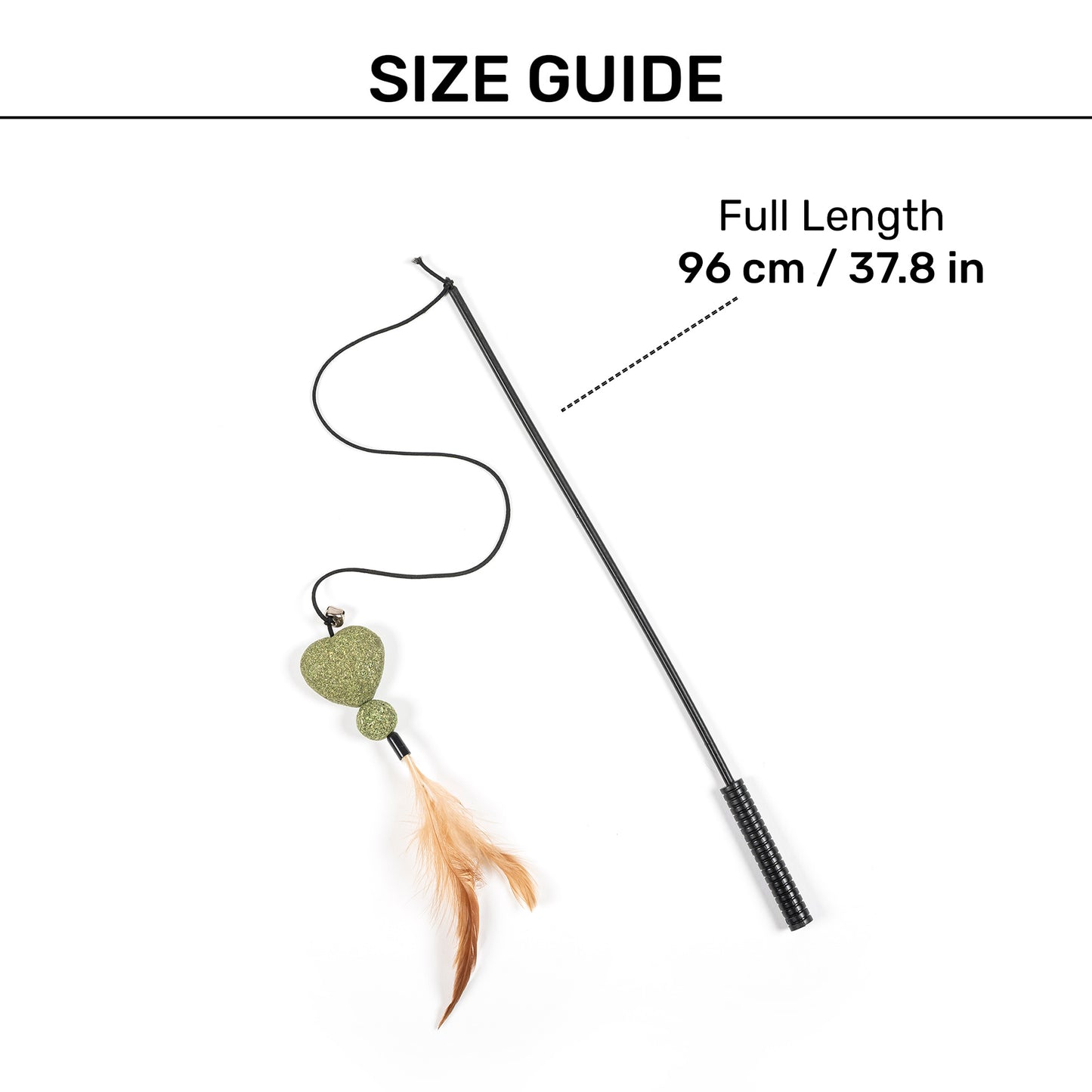 TLC Catnip Heart Wand Toy For Cat - Black - Heads Up For Tails