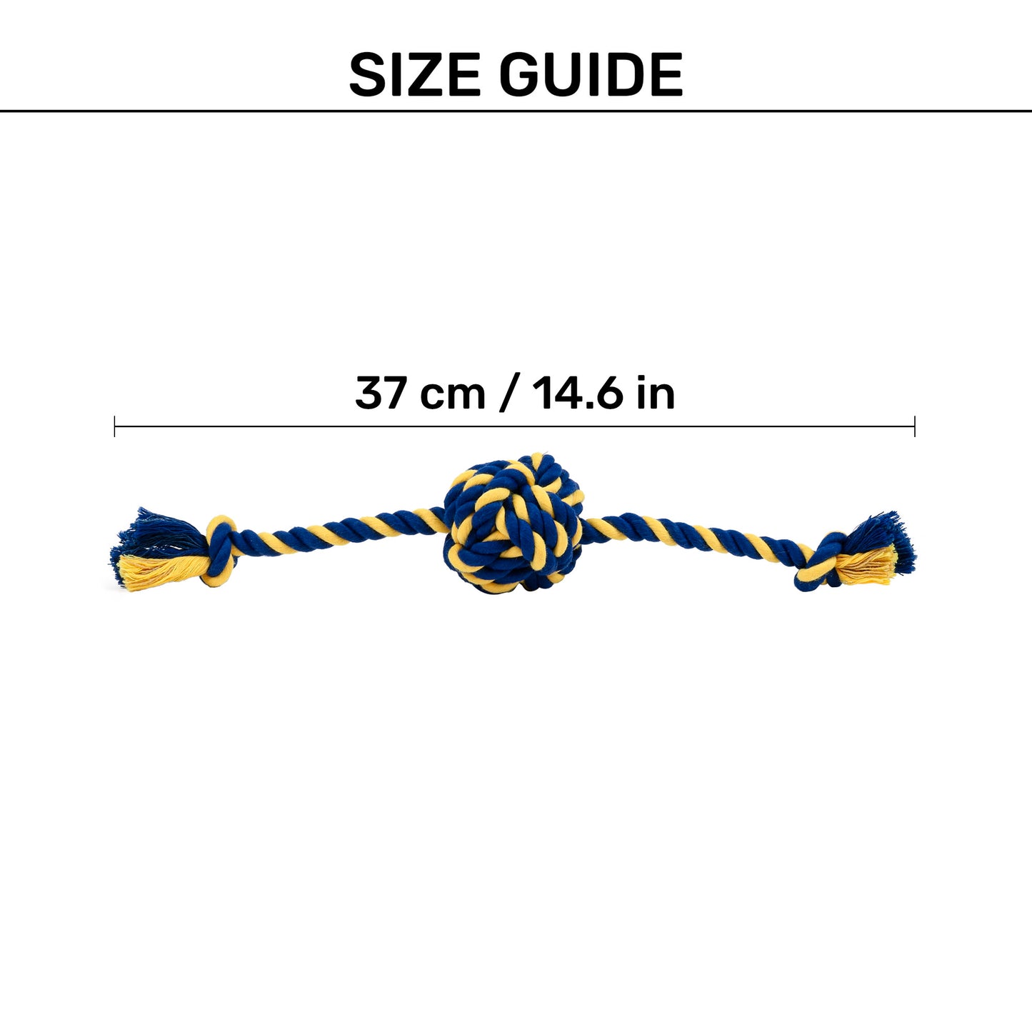 TLC Knot Ruff Rope Toy For Puppies & Small Dog - Yellow & Blue - Heads Up For Tails