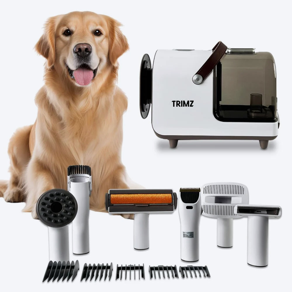 Trimz Pet Grooming Kit & Vacuum Suction For Dog & Cat - White - Heads Up For Tails