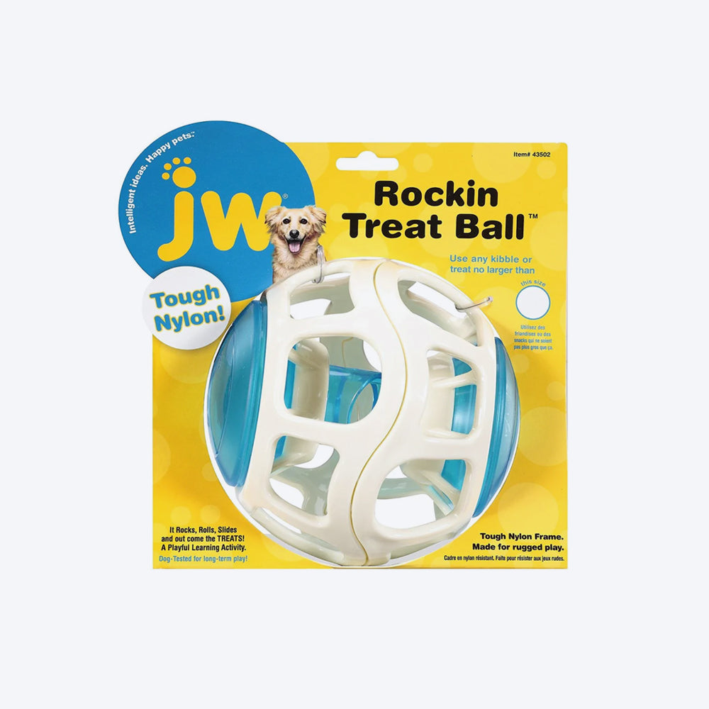 JW Pet Rockin Treat Ball Toy For Dog - Assorted - Heads Up For Tails
